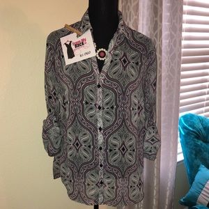 New York & Co. Paisley Blouse Size Large